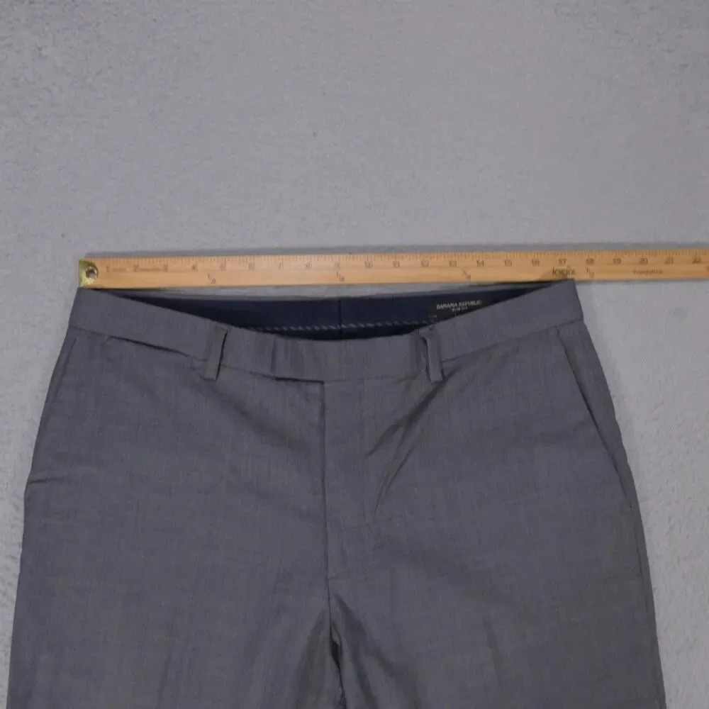 Banana Republic Modern Slim Fit Dress Pants Men's 34x32.5 Gray Flat Front Wool